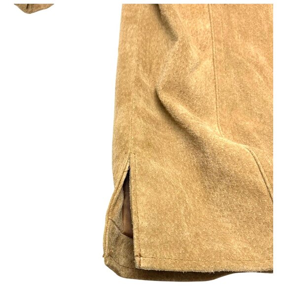 Coldwater Creek Tan Suede Snap Button Moto Styled Shirt Jacket - Picture 6 of 8